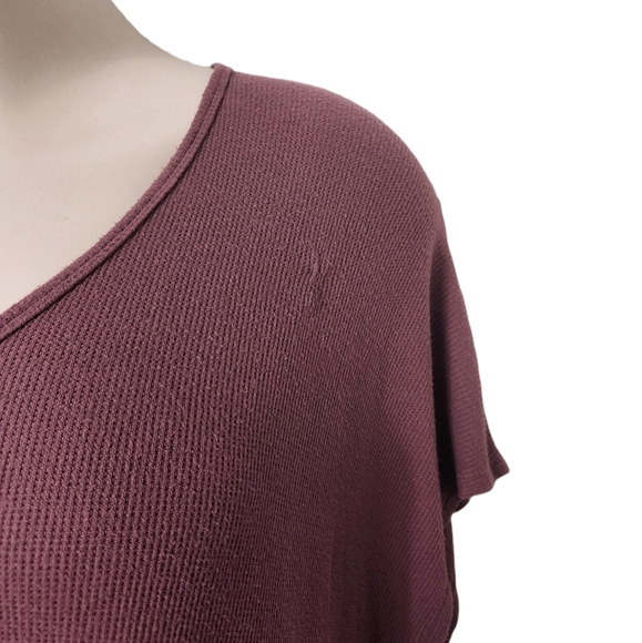 Waffle Knit Tie Front Short Sleeve Top | Home Girl Society | 2XL - Picture 5 of 8